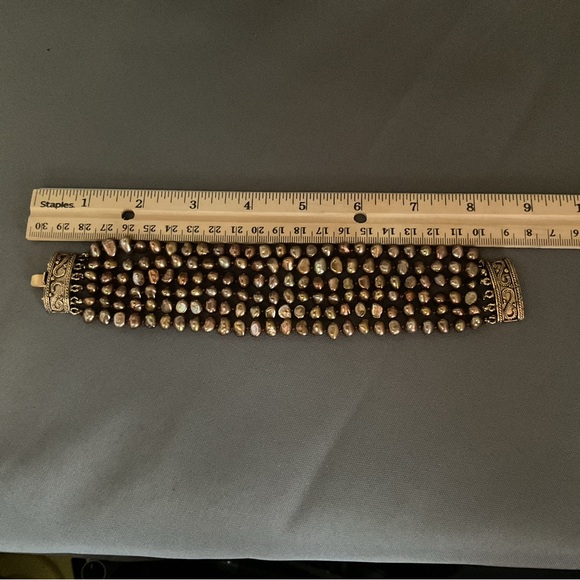 VTG Ciner Golden Bronze Fresh Water Pearls 6 Strands Bracelet. - Picture 3 of 5